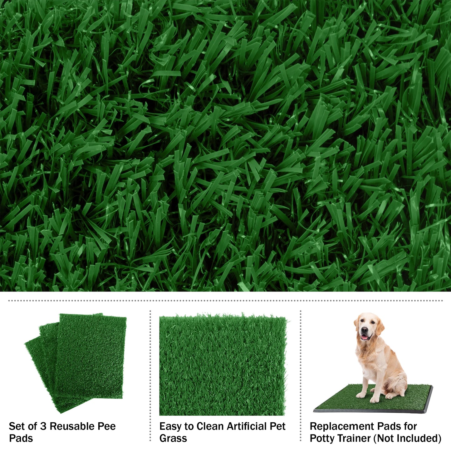 Set of 3 Replacement Turf Grass Pee Pads - Puppy Essentials
